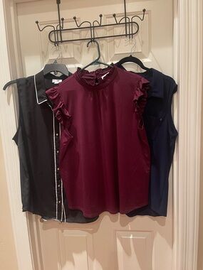 Bundle of Three Sleeveless Tops - Burgundy, Navy, and Black 1X